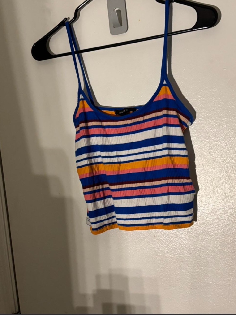 Forever 21 Blue, White, Orange & Pink Striped Camisole